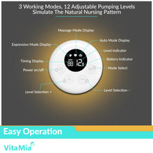 Load image into Gallery viewer, VitaMia Premium Wearable Cordless Breast Pump Set of 2, Rechargeable, Dual Mode 12 Adjustable Levels